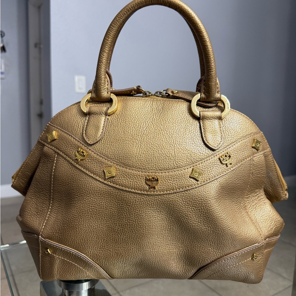 MCM Gold Satchel Handbag